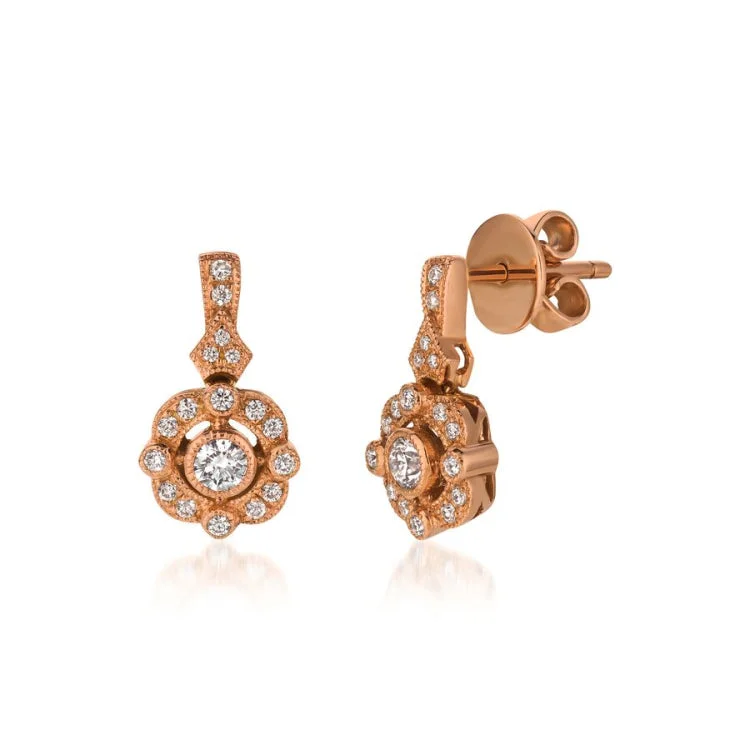 Clear Earrings-Sparkling Earrings-Le Vian 14K Strawberry Gold Earrings