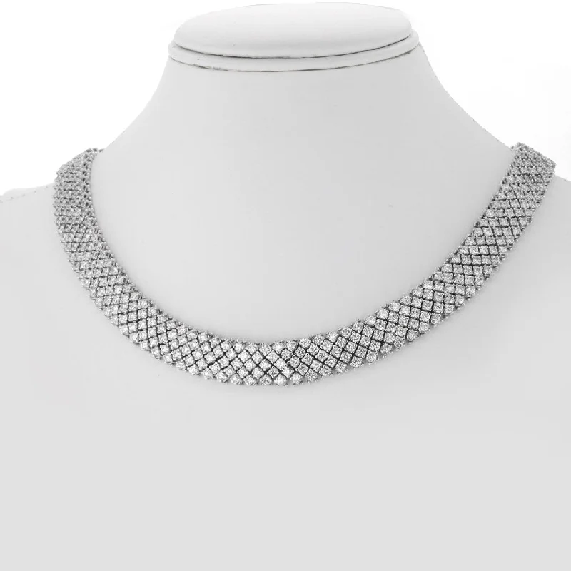 Classic Silver Necklaces-27.91 ctw Diamond Eternity Necklace