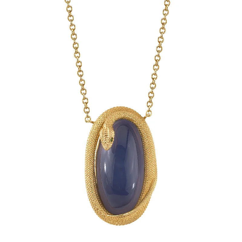 Blue Sapphire Necklaces-Chalcedony Snake Necklace