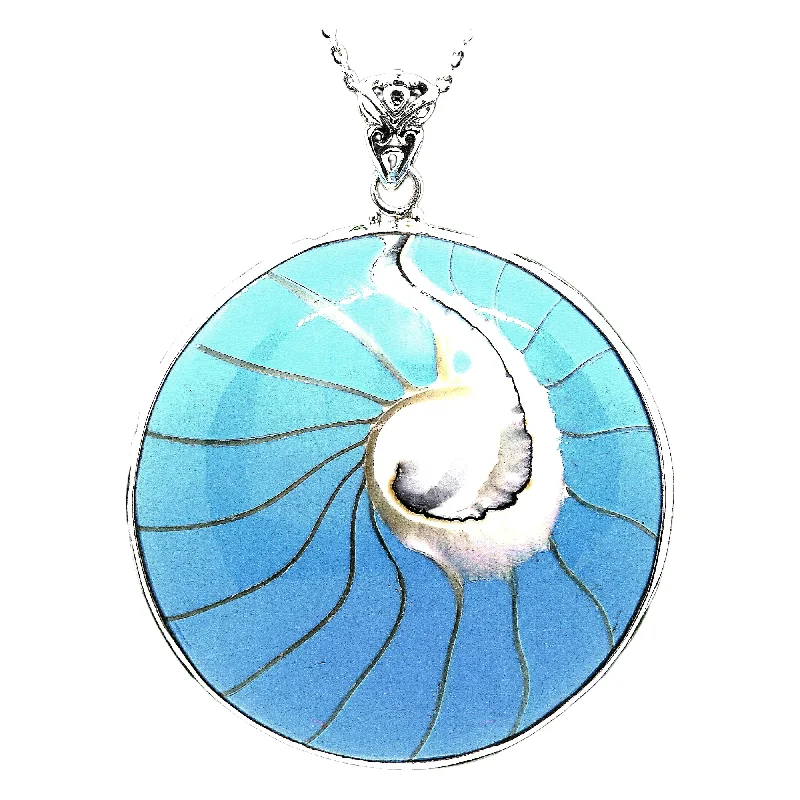 Nature Inspired Necklaces-Robin Egg Blue Natural Nautilus Shell Necklace