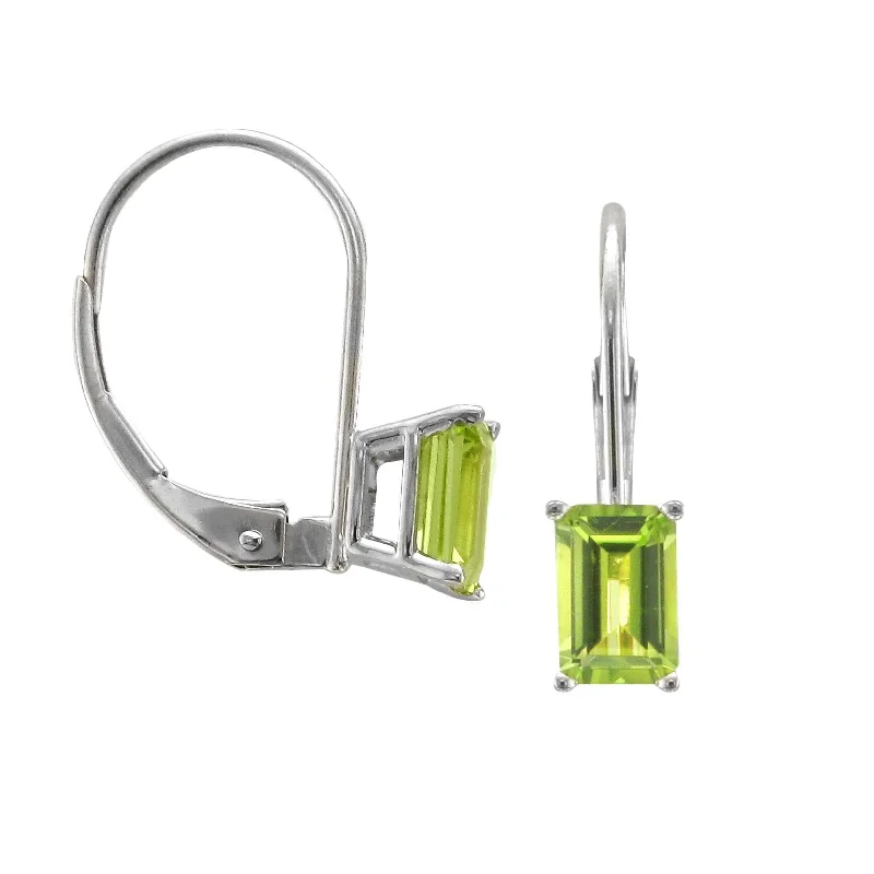 Drop Earrings-Neon Earrings-14KT WHITE GOLD 1.20 CTW LEVERBACK PERIDOT EARRINGS