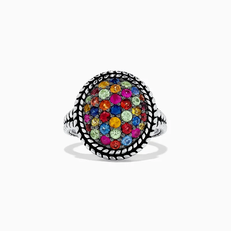 SunRings-Splash 925 Sterling Silver Multi Sapphire Ring, 1.80 TCW