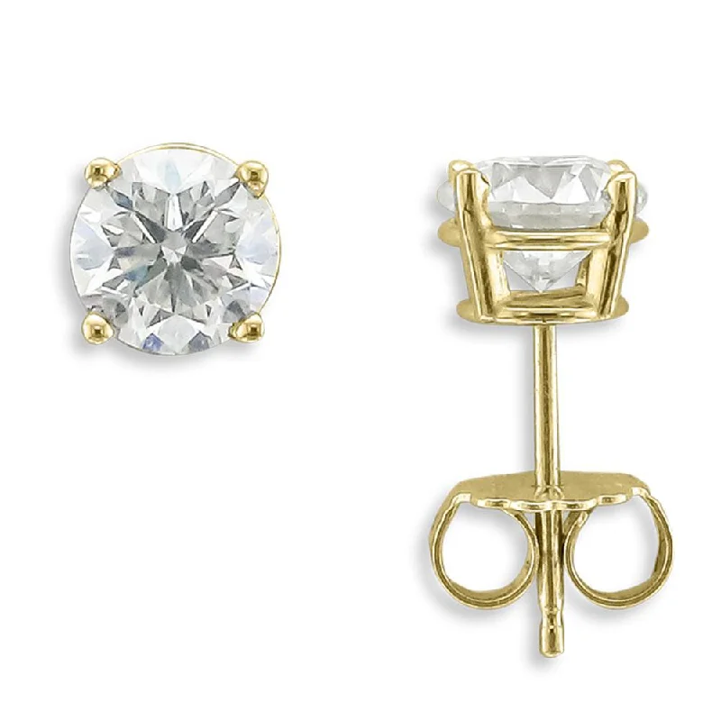 Cute Stud Earrings-Large Dangle Earrings-14KT YELLOW GOLD 2.00 CTW ROUND DIAMOND EARRINGS