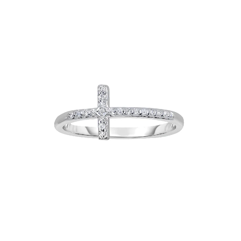 BirdRings-14K Gold .12ct Diamond Side Cross Ring