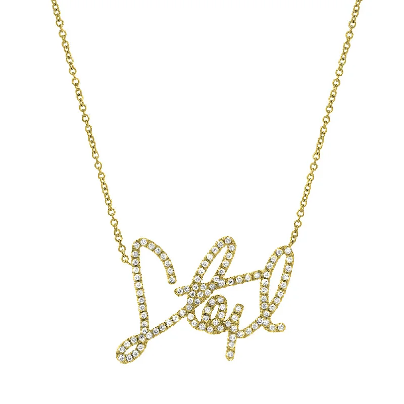 Layered Chain Necklaces-Single Name Custom Signature Necklace With Diamonds